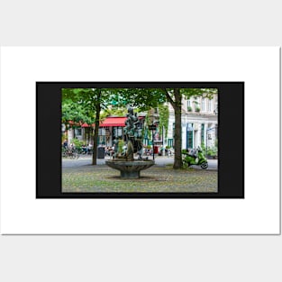 Grossneumarkt, street scene, fountain, Hamburg, Germany Posters and Art